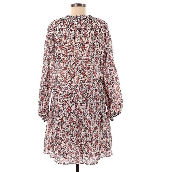 XIRENA Dalyn Cotton Silk Red Floral Long Ballon Sleeve Tiered Mini Dress XS - Picture 3 of 8